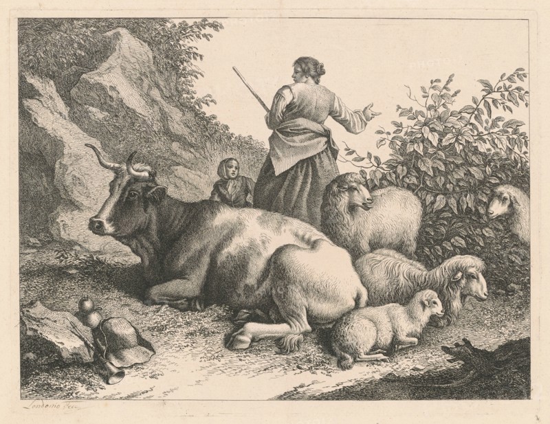 Standing Shepherdess with a Child, after 1776.