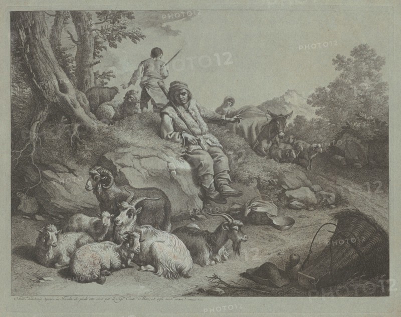 Seated Shepherd before a Flock of Goats, after 1766.