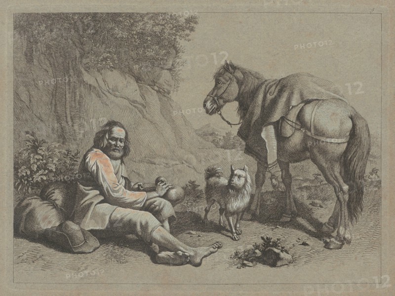 Seated Old Man about to Drink from a Gourd, c. 1763.