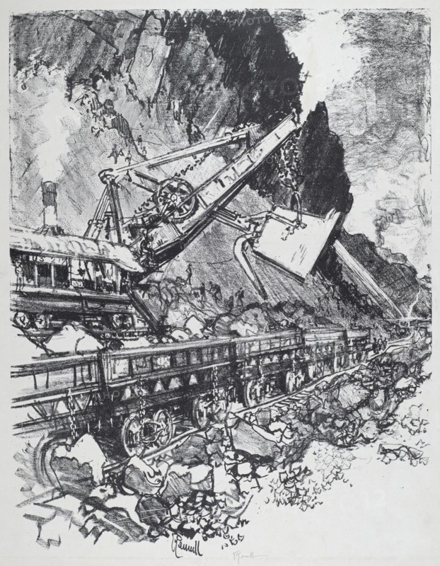 Steam Shovel in the Cut at Bas Obispo, 1912.