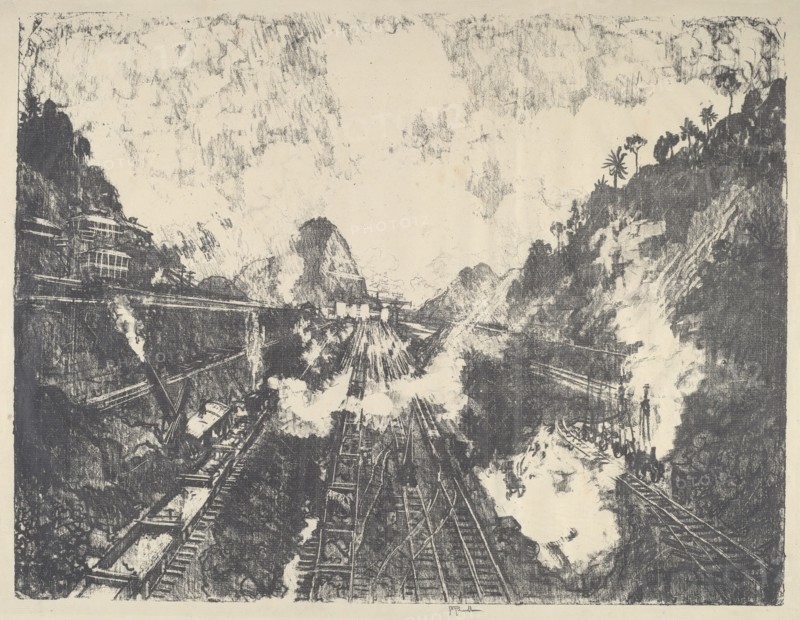 The Cut, Looking toward Ancon Hill, 1912.