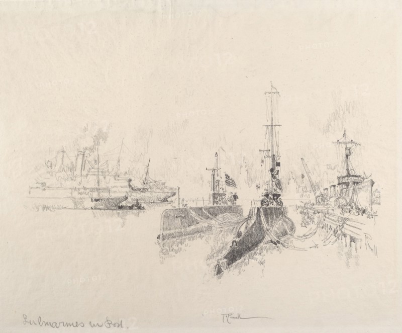 Submarines in Port, 1917.