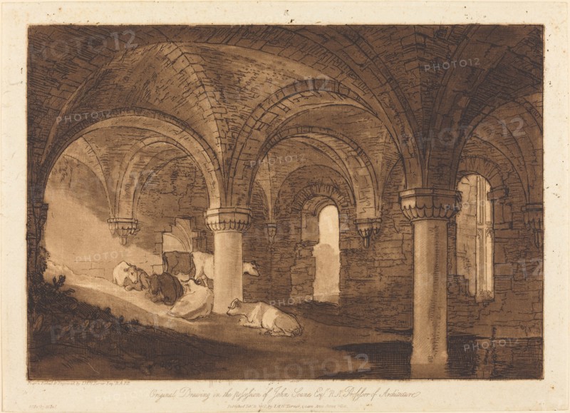 Crypt of Kirkstall Abbey, published 1812.