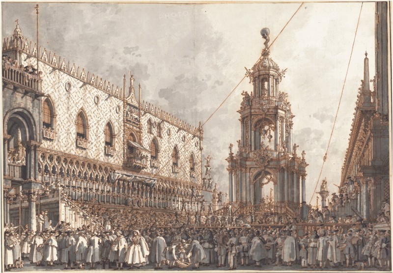 The "Giovedì Grasso" Festival before the Ducal Palace in Venice, 1765/1766.