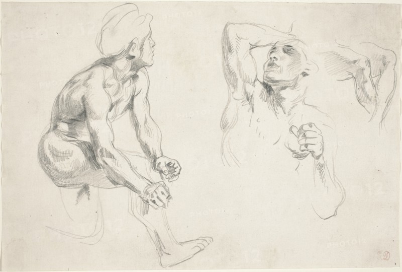 Male Nude Posing for Figures in the "Frise de la Guerre", c. 1835.