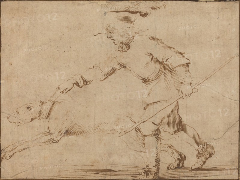Huntsman with a Hound on a Leash.