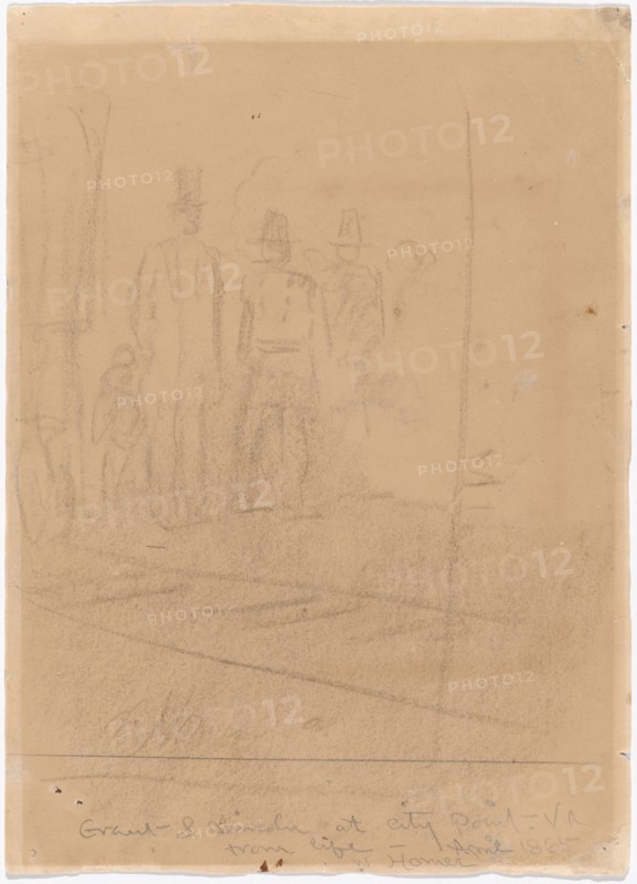 Grant and Lincoln at City Point, Virginia [recto], 1865.