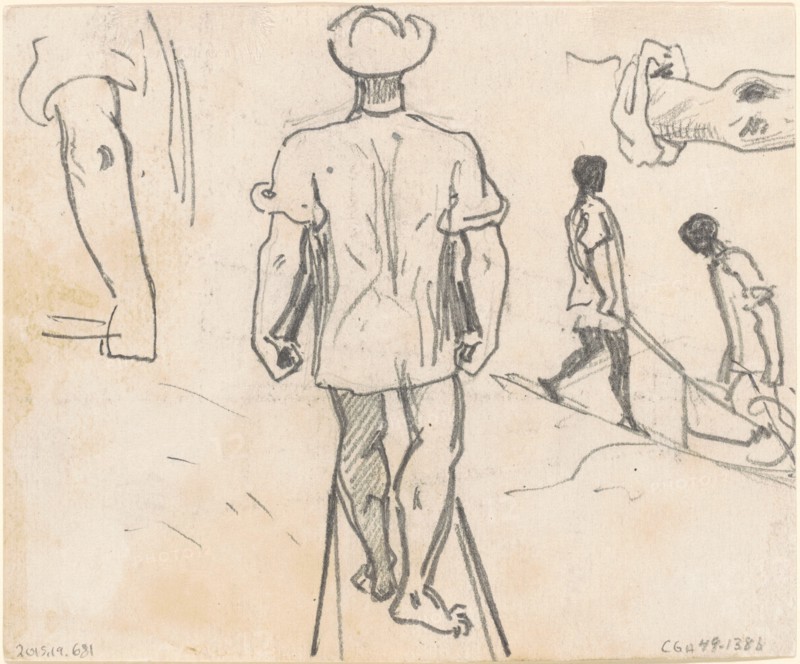 Studies of Peasants with Wheelbarrows [verso], 1870-1872.