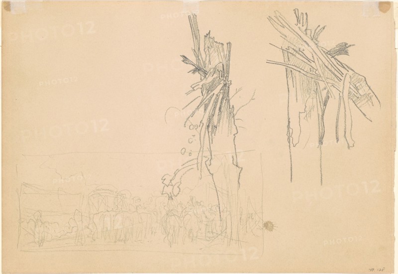 Two Shattered Trees; and Study for "The Road" [verso], 1918.