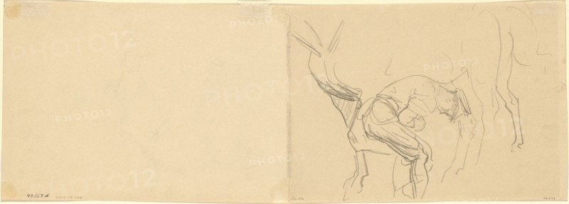 Study for "Shoeing Calvary Horses at the Front" [verso], 1918.