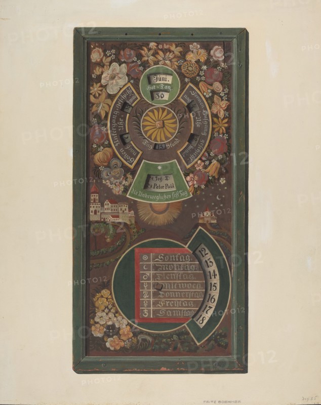 Zoar Calendar, c. 1937.