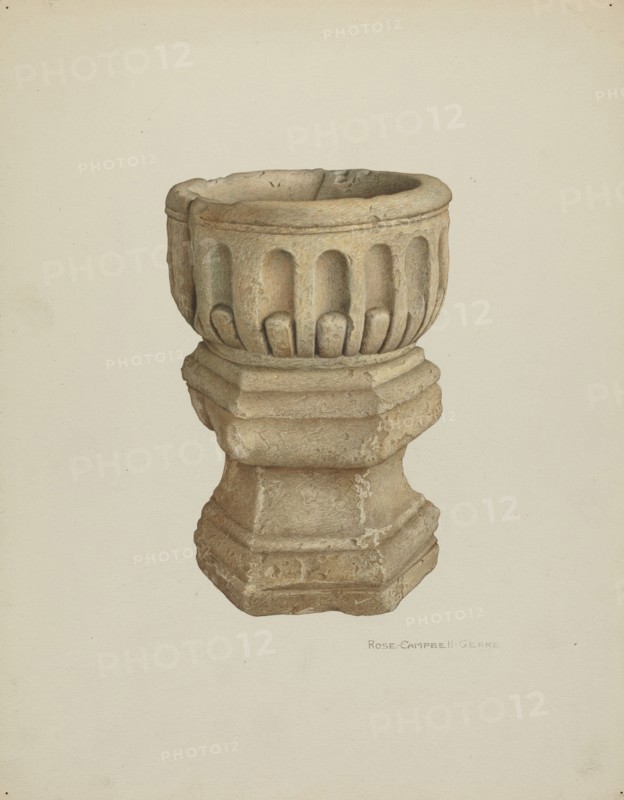 Stone Baptismal Font, c. 1940.