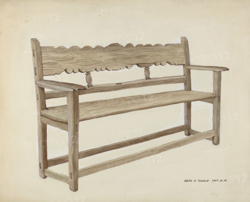 Church Bench - Wooden, c. 1937.