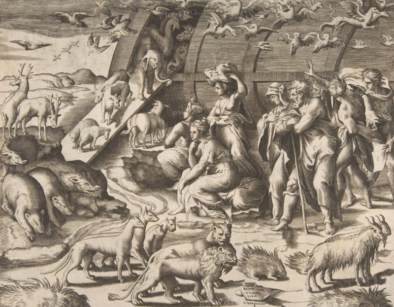 Noah leaving the Ark, 16th century.