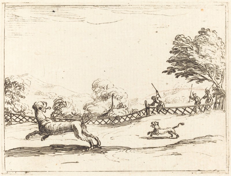 Lioness and Cub Pursued by Hunters.