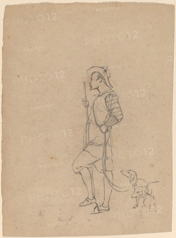 Study of Hunter with Dogs, c. 1858.