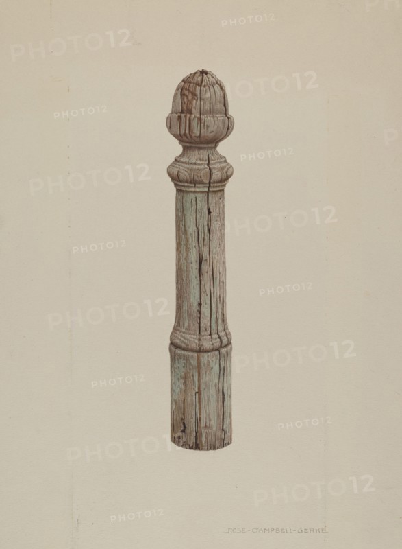 Carved Wooden Hitching Post, c. 1939.