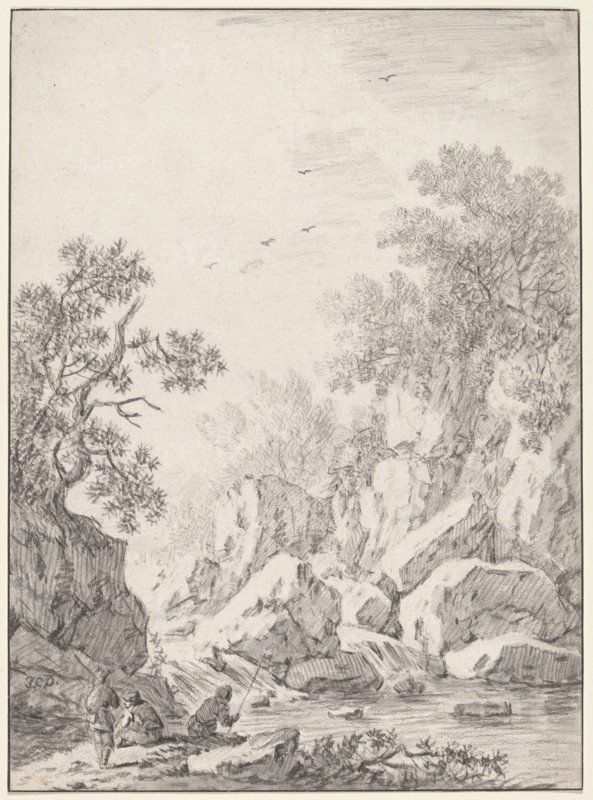 A Waterfall by Rock Cliffs, 1750s(?).