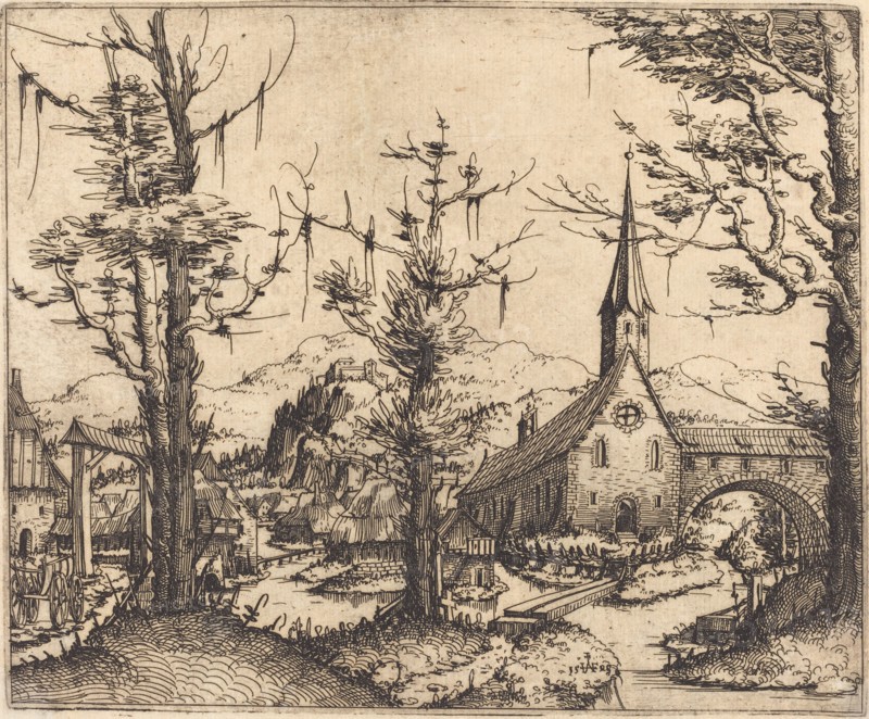 Landscape with a Village Church, 1545.