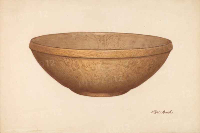 Wooden Salad or Chopping Bowl, c. 1938.