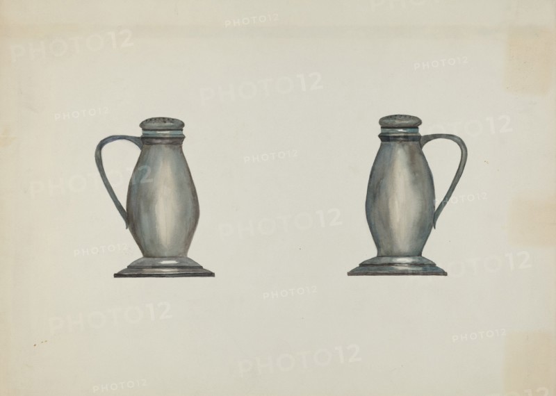 Pewter Salt and Pepper Shakers, c. 1937.
