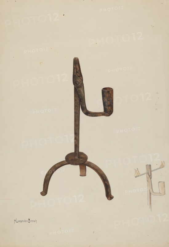 Rush Holder with Candle Socket, c. 1937.