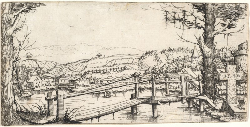 River Landscape with a Footbridge, 1546.