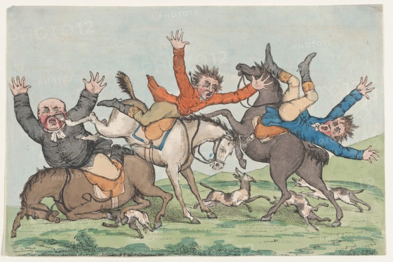 Three Riders Fall from their Mounts, 1780-1820.