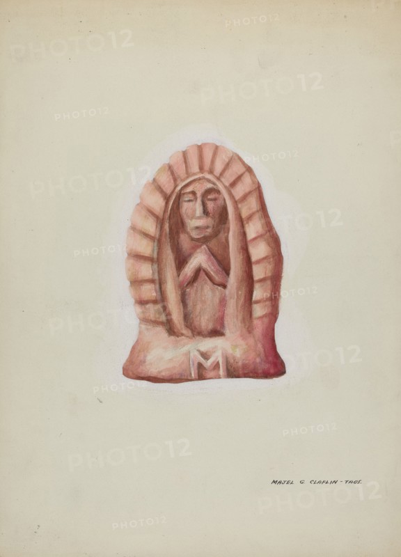 Small Statue of Guadalupe Cut in Stone, c. 1937.