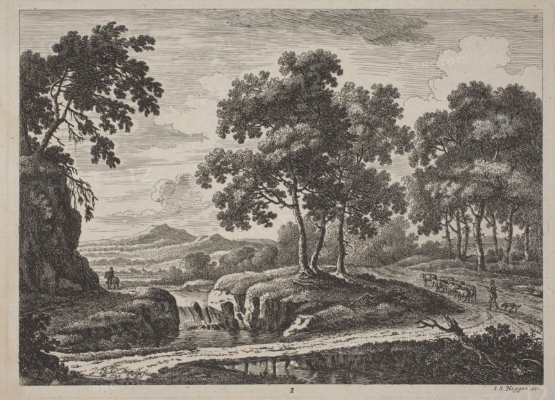 Panoramic River Landscapes with Travelers, 1734.