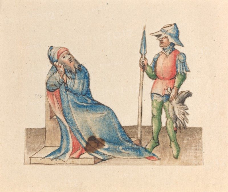 Seated Old Man and Standing Soldier, c. 1420/1430.