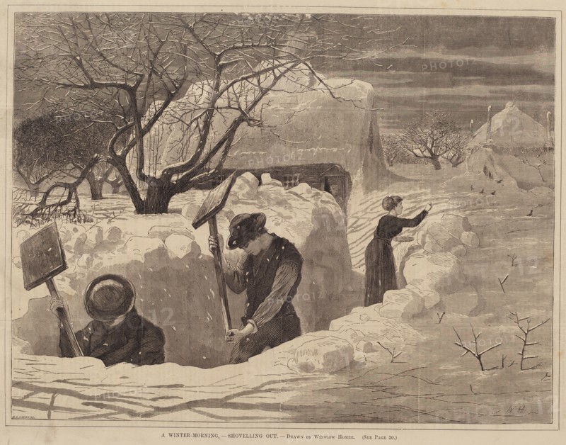 A Winter-Morning, - Shovelling Out, published 1871.