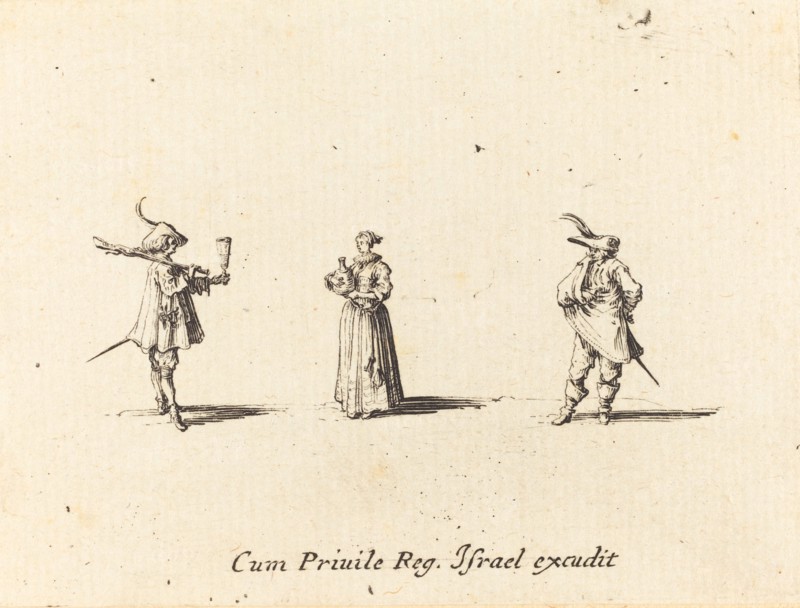 Lady with Wine Bottle, and Two Gentlemen, probably 1634.