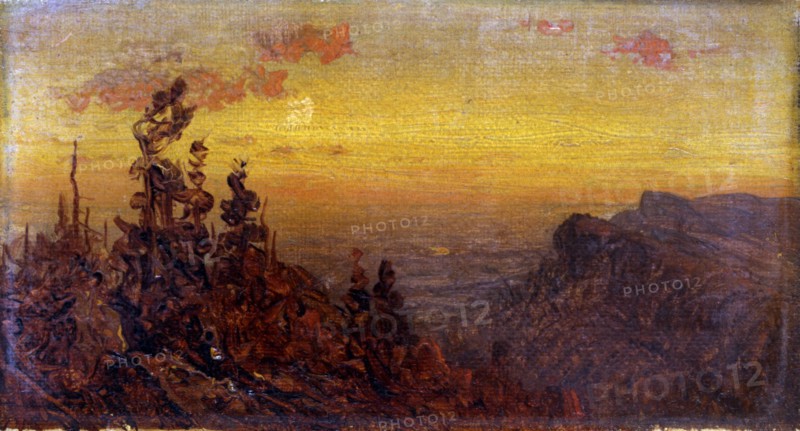 Indians at Campfire--Moon Rising, mid-late 19th century.