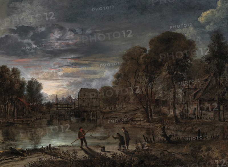 A nocturnal landscape with fishermen. Private Collection.
