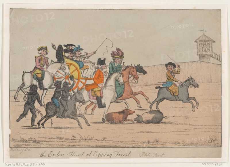 The Easter Hunt at Epping Forest, Plate First, 1800-1820.