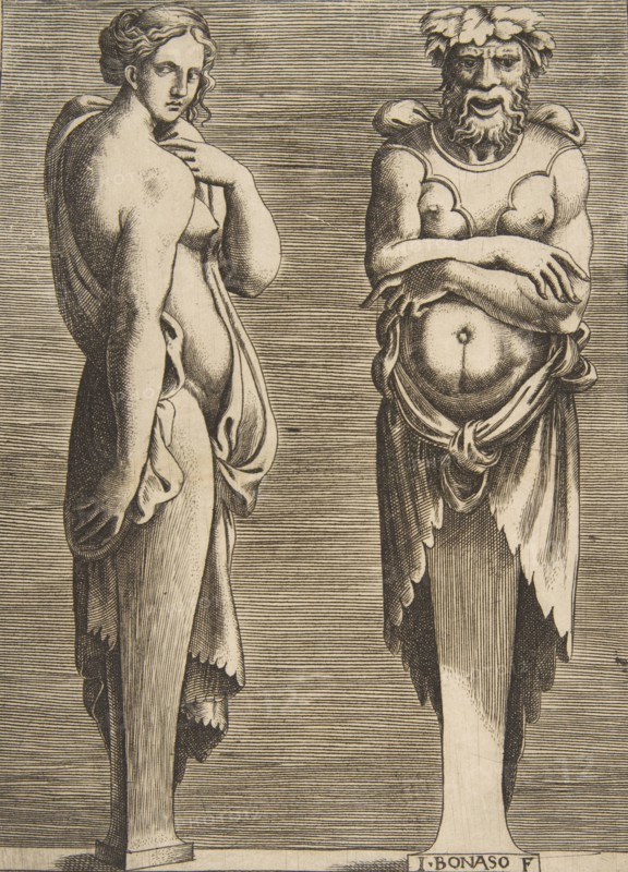 Two Terms, a Nymph at left Silvanus at right, ca. 1530-50.