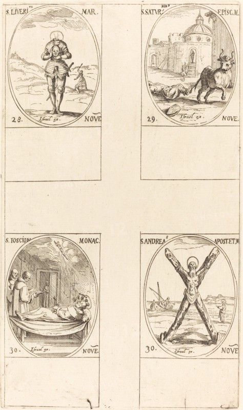 St. Liverius; St. Saturninus; St. T(I?)oscion; St. Andrew.