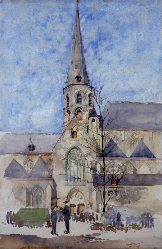 A Market Day (Church of St. Jacques, Ghent, Belgium), 1897.