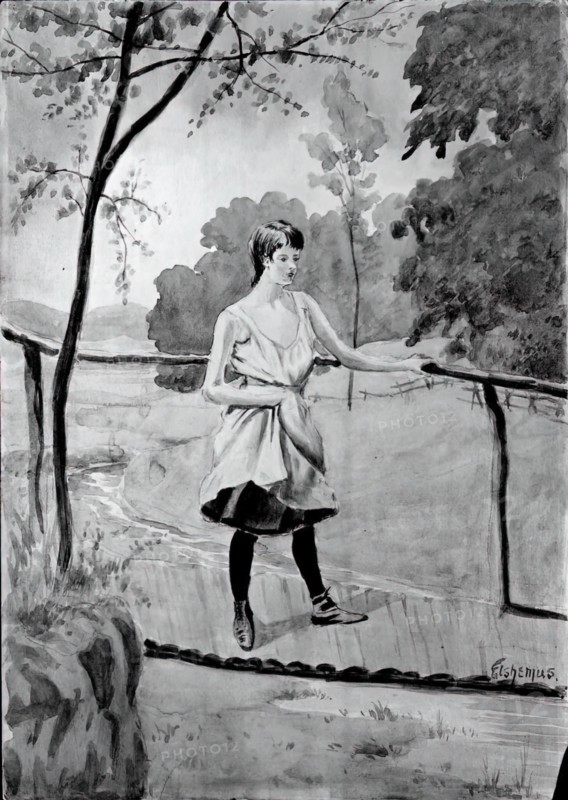 Eleanor (On the Log Bridge, Study for Painting), c. 1896-1899.