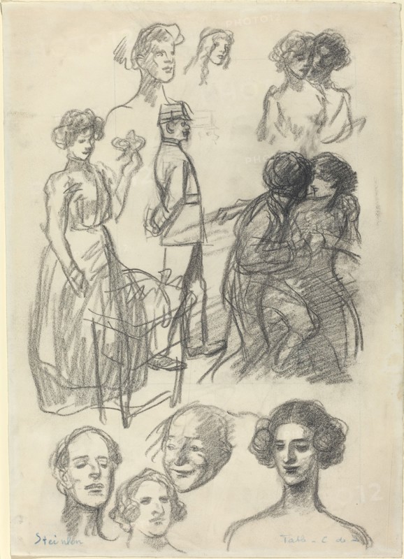 Sketches for "Lovers on a Bench", late 19th-early 20th century.