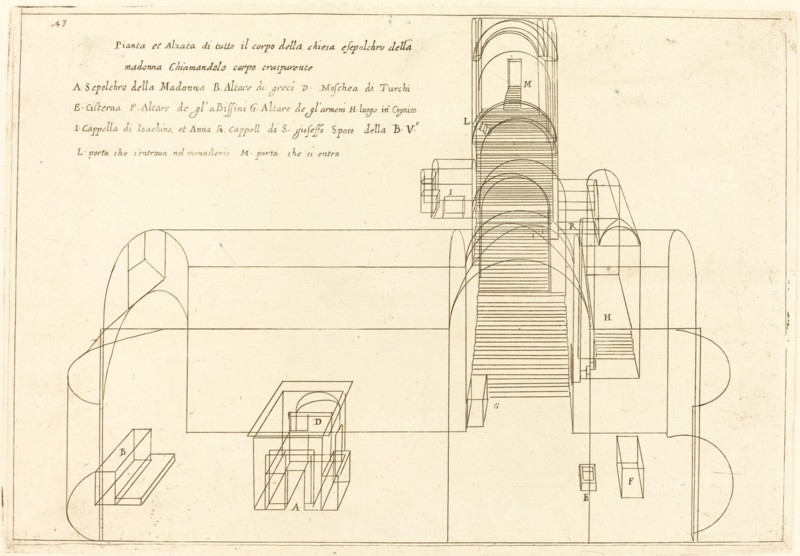 Plan and Elevation of the Church of the Madonna's Sepulchre, 1619.