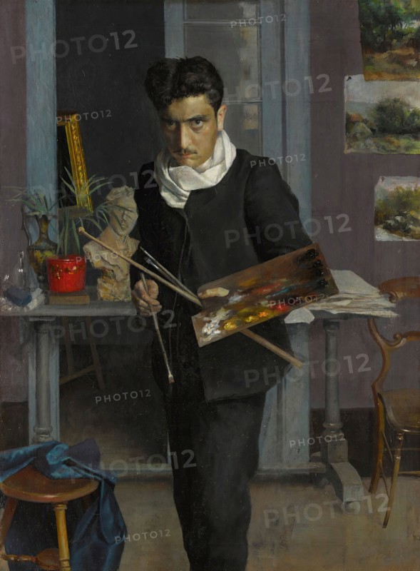 Self-portrait of the artist in his studio, 1898. Private Collection.
