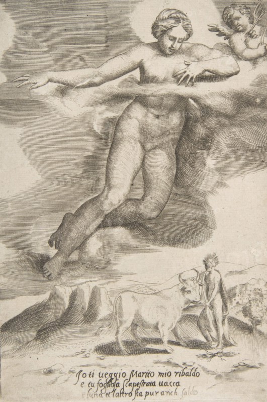 Juno watching Jupiter and Io, from "The Loves of the Gods", 1531-60.
