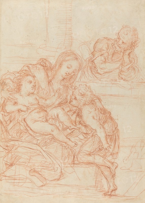 Madonna and Child with Saints John and Joseph [recto], 17th century.