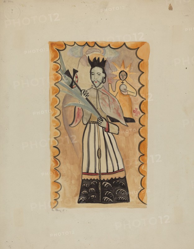 St. John Nepomucene-Painted on Buffalo Hide Prior to 1800, 1935/1942.