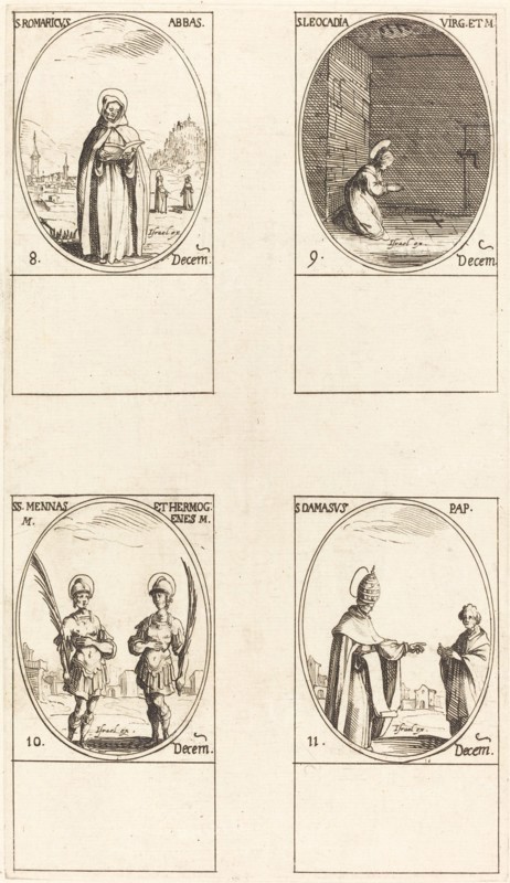 St. Romaricus; St. Leocadia; Sts. Mennas and Hermogenes; St. Damasus.