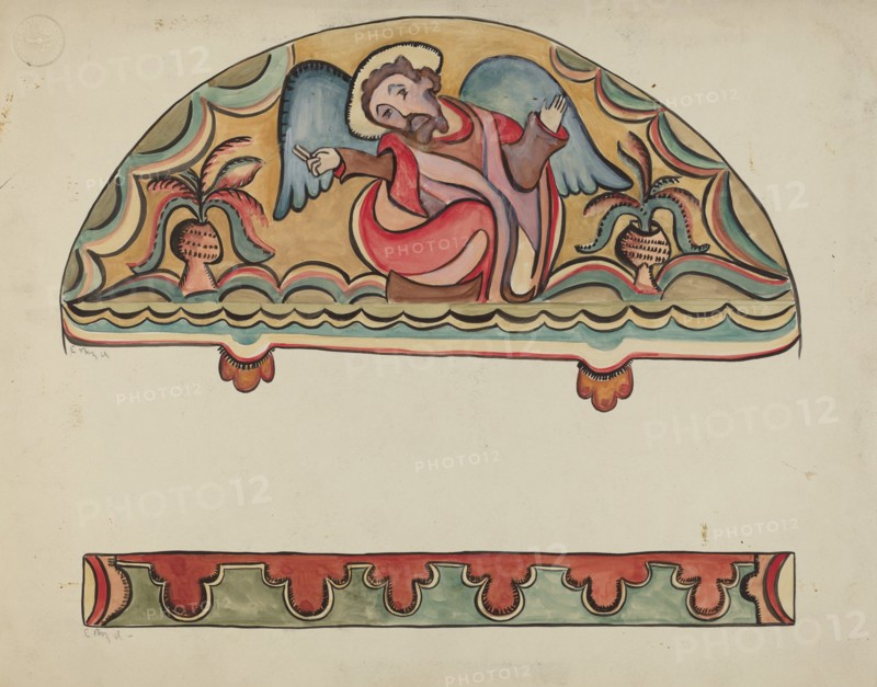 Lunette and Detail from Altar Church at Sanctuario, Chimayo, 1935/1942.