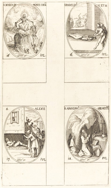 St. Mary of Mont Carmel; St. Raineldis; St. Alexis; St. Arnold of Metz.