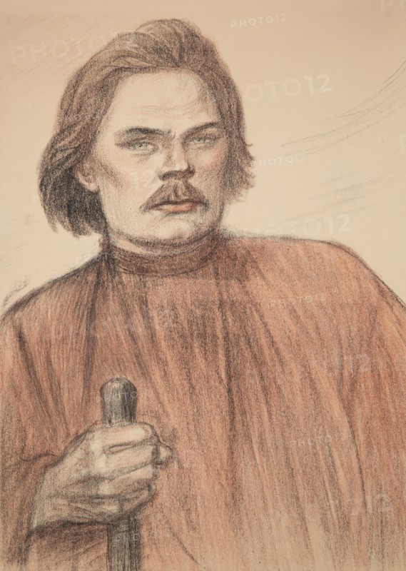Portrait of the author Maxim Gorky (1868-1939), 1905. Private Collection.